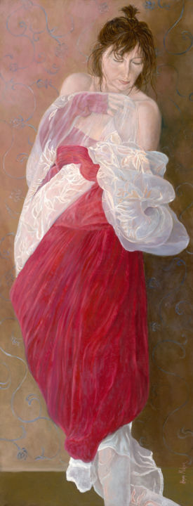 Painting titled "Women in Red" by Hanan Milner, Original Artwork, Other