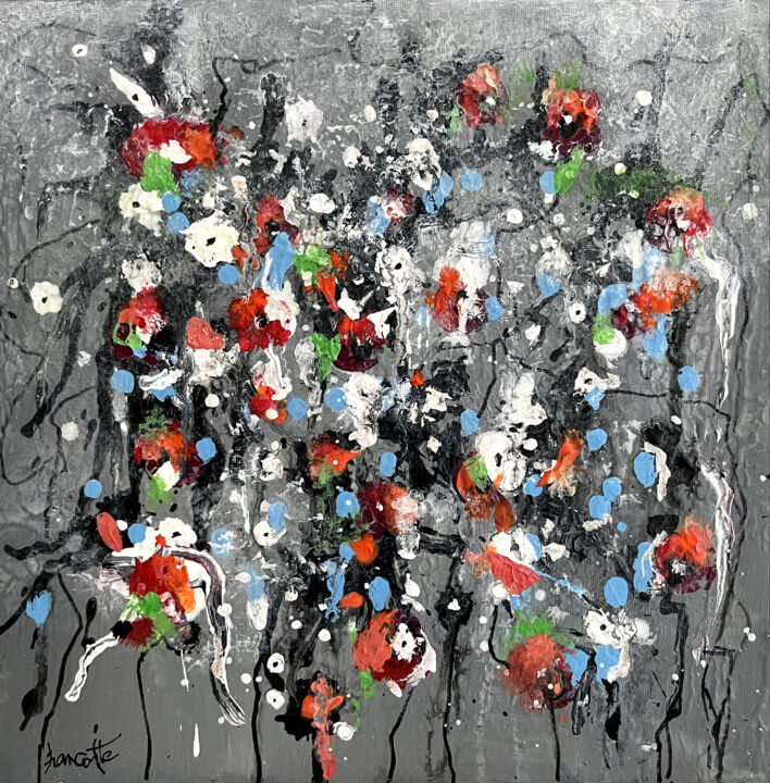 Peinture intitulée "Fleurettes" par Gilles Hancotte, Œuvre d'art originale, Acrylique