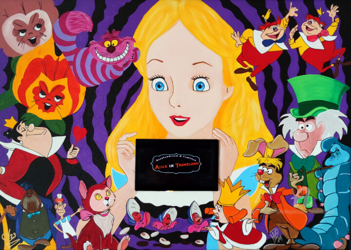 Painting titled "Alice " Alice in Tr…" by Handfabdream, Original Artwork, Acrylic Mounted on Wood Panel