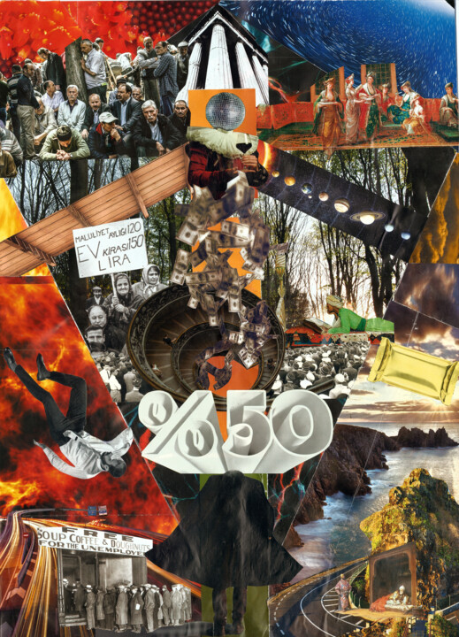 Collages intitulée "%50 - 011010" par Handmad Collectıbles, Œuvre d'art originale, Collages