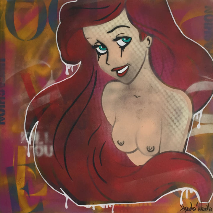Painting titled "Ariel is a dirty gi…" by Hando Wado, Original Artwork, Acrylic