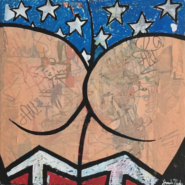 Painting titled "B-SIDE HERO!" by Hando Wado, Original Artwork, Acrylic