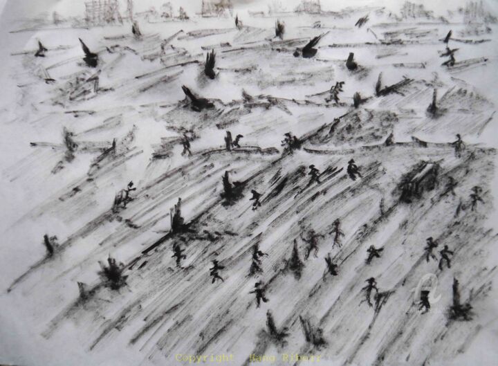 Dibujo titulada "apocalypse" por Hang Ribeir, Obra de arte original, Tinta