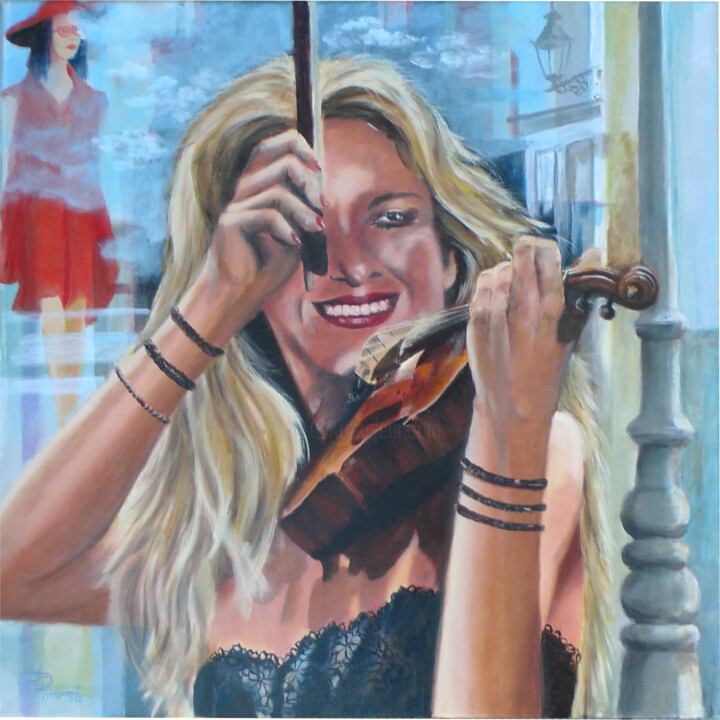 Ζωγραφική με τίτλο "The joy of music" από Štefan Hangácsi, Αυθεντικά έργα τέχνης, Λάδι