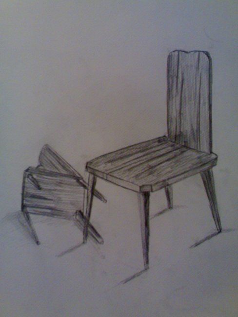 「Chairs nex study」というタイトルの描画 Grzywaczによって, オリジナルのアートワーク