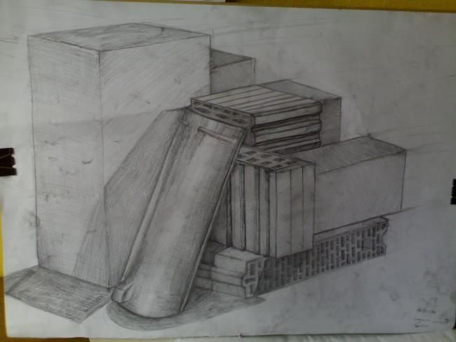 Drawing titled "study brick and car…" by Grzywacz, Original Artwork