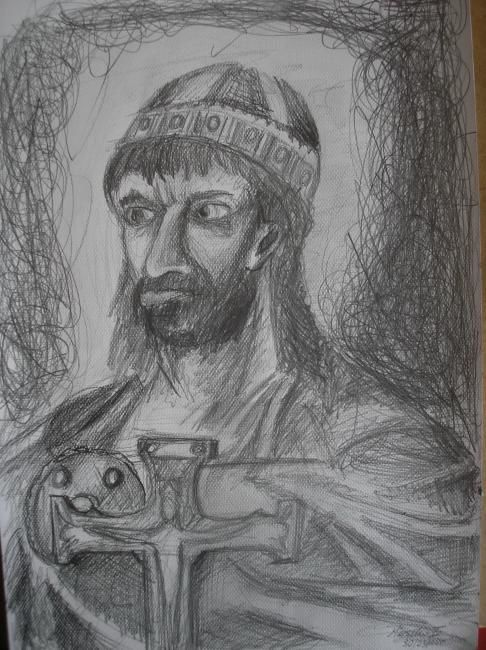 Drawing titled "Mieszko I" by Grzywacz, Original Artwork