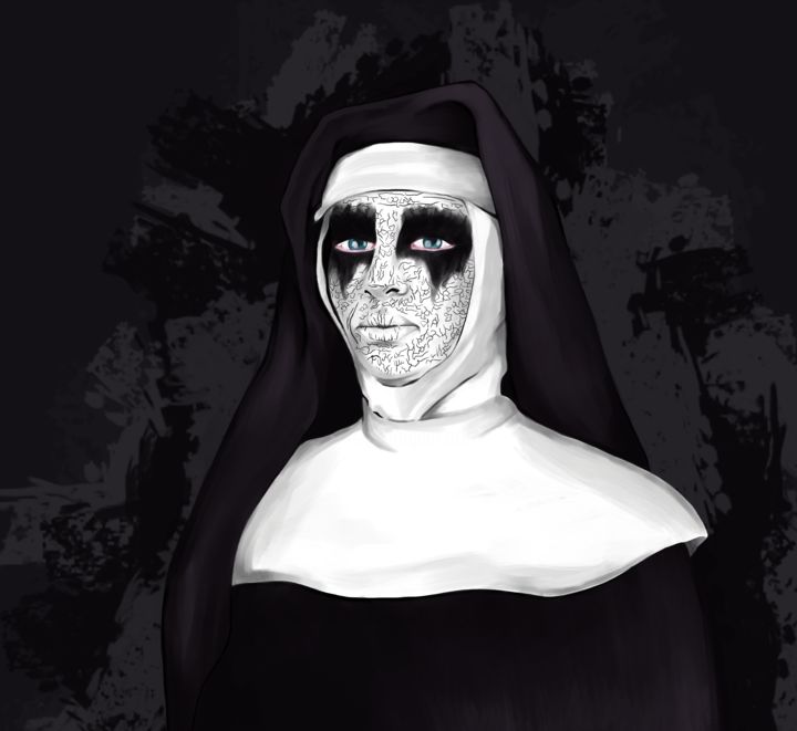 Digital Arts titled "The Nun" by Hanisa Imamovic, Original Artwork, Digital Painting