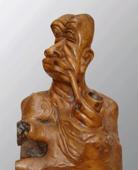 Skulptur mit dem Titel "__________o__u__uu(…" von He Han, Original-Kunstwerk, Holz