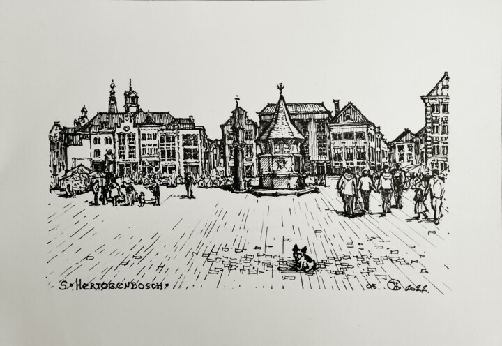 Dessin intitulée "S. Hertogen Bosch.…" par Hanna Chervonna, Œuvre d'art originale, Marqueur