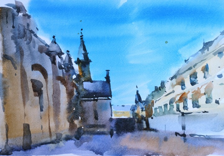 Drawing titled "Den Haag, old palace" by Hanna Chervonna, Original Artwork, Watercolor