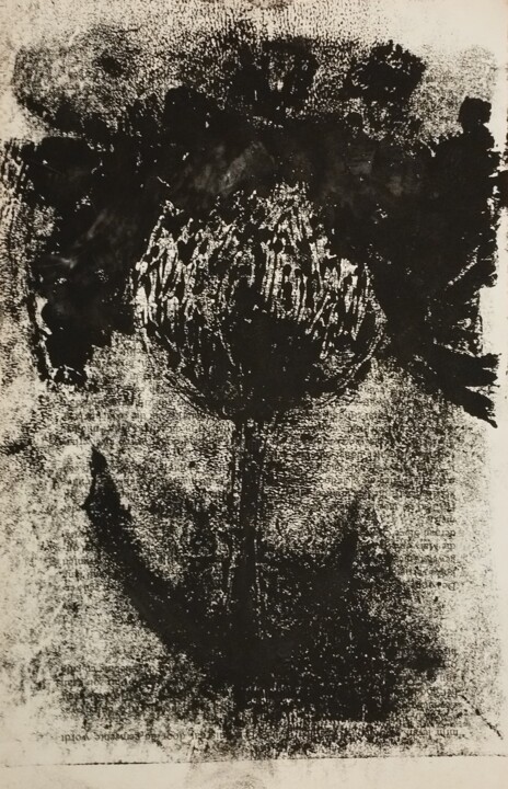 Отпечатки и Гравюры под названием "Tulip of twiligt" - Hanna Chervonna, Подлинное произведение искусства, Монотип