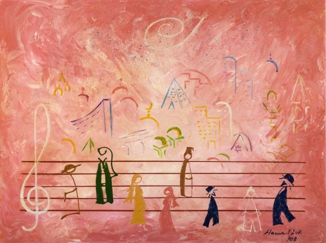 Malerei mit dem Titel "Pink Melody" von Hanna Fluk, Original-Kunstwerk