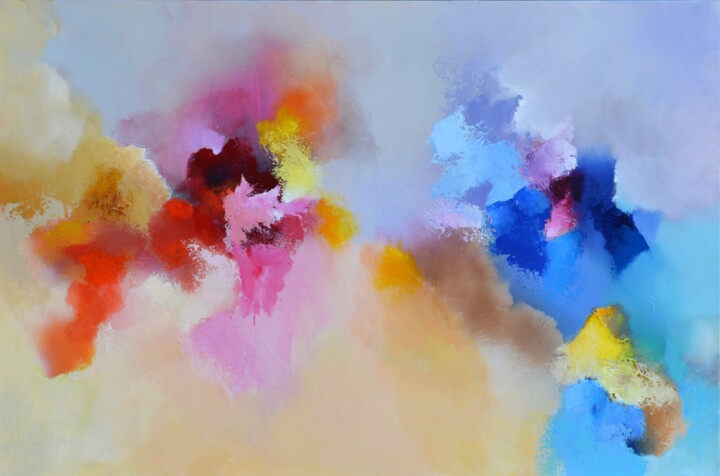 Painting titled "Dancing colors 5" by Hanneke Pereboom, Original Artwork, Acrylic