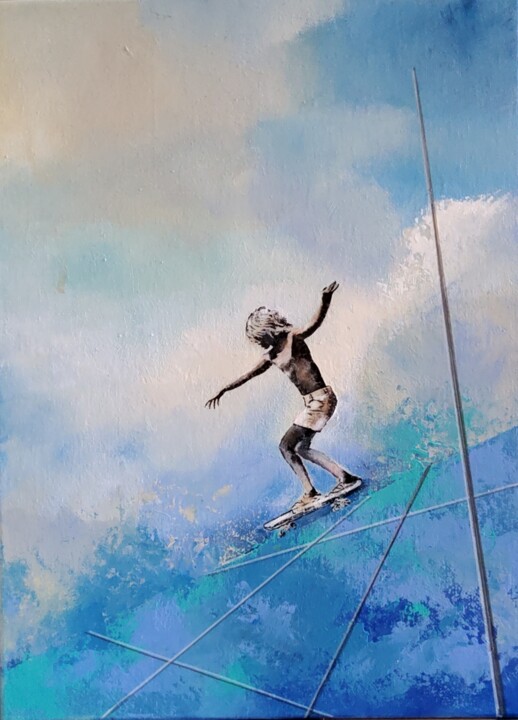 Painting titled "Skater 3" by Hanneke Pereboom, Original Artwork, Acrylic
