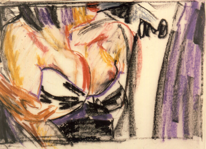 Drawing titled ""Décolleté", 1988" by Hannes Hofstetter, Original Artwork, Chalk