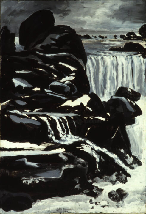 Картина под названием "Grosser Wasserfall" - Hannes Hofstetter, Подлинное произведение искусства, Акрил Установлен на Деревя…
