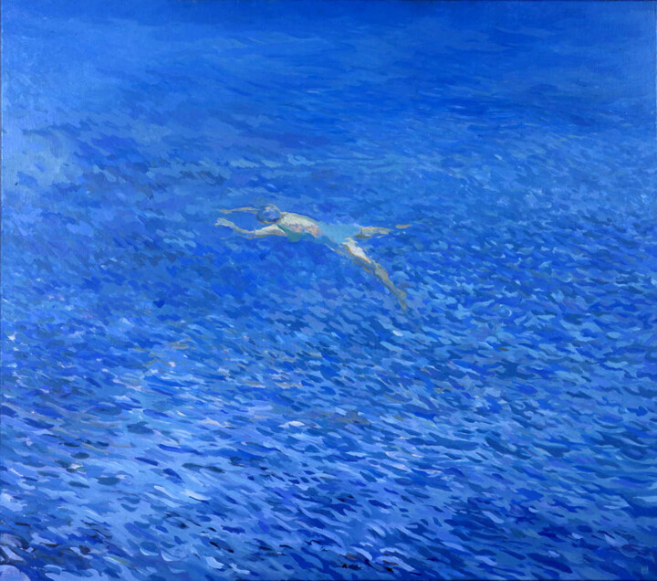 Malerei mit dem Titel "Schwimmerin I" von Hannes Hofstetter, Original-Kunstwerk, Öl