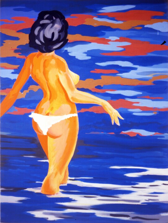 Painting titled ""Genfer See IV", 19…" by Hannes Hofstetter, Original Artwork, Acrylic