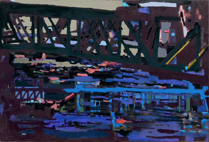 Digital Arts titled "Bridge in the Dusk" by Hannes Hofstetter, Original Artwork, Digital Painting