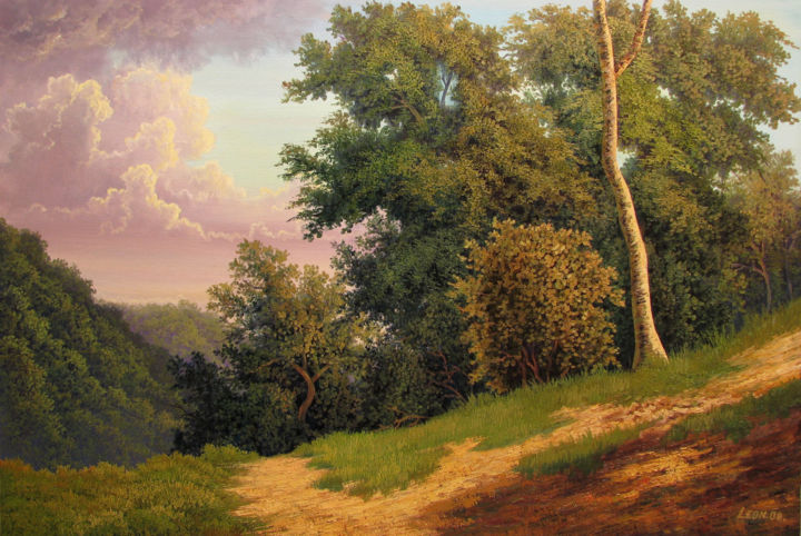 Painting titled "El bosque" by Hanoi Martinez León, Original Artwork, Oil