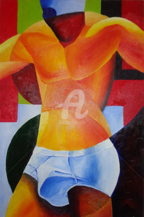 Peinture intitulée "Atleta" par Hc. Frank, Œuvre d'art originale, Huile