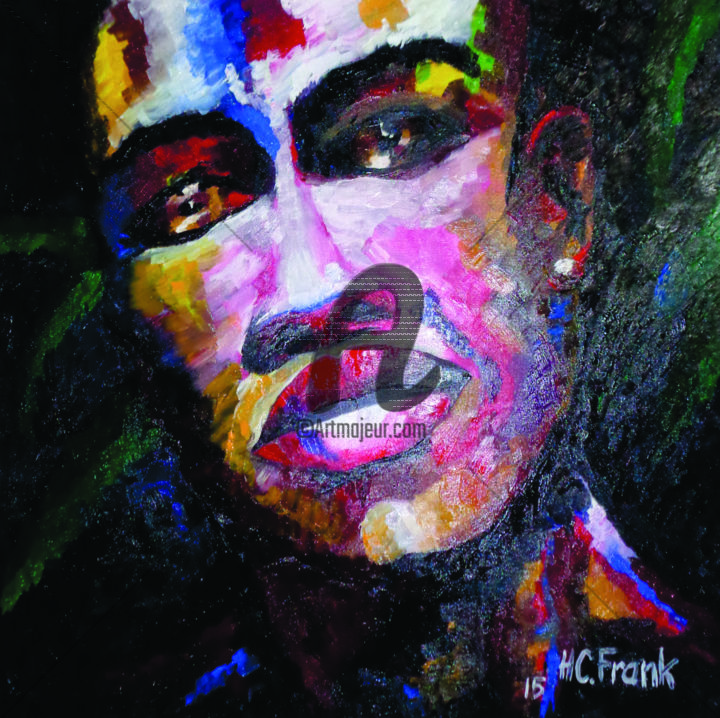 Peinture intitulée "Negão Retrato" par Hc. Frank, Œuvre d'art originale, Huile