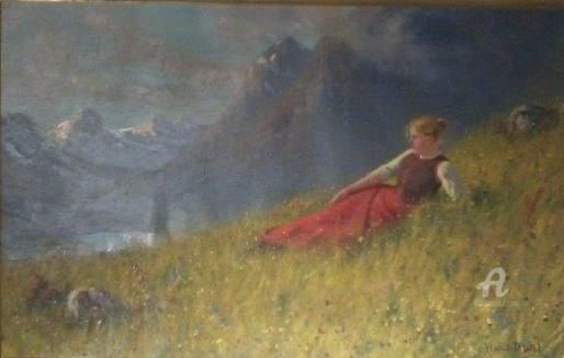 Картина под названием "Hans Dahl (1849-193…" - Hans Dahl, Подлинное произведение искусства, Масло
