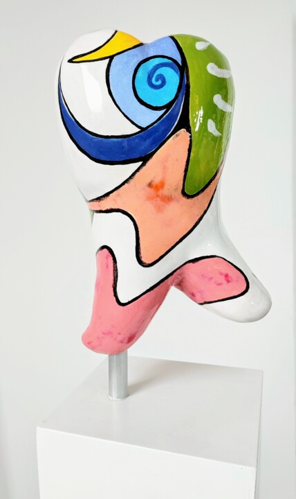 Скульптура под названием "jumping tooth" - Hans Josef Fischbach, Подлинное произведение искусства, Глина