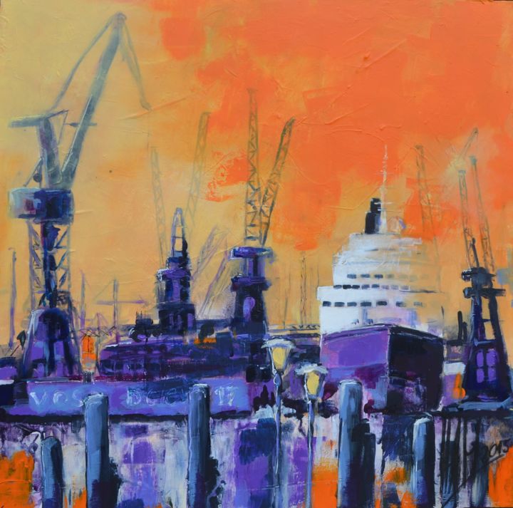 Pintura intitulada "Dock 17" por Hans-Peter Amherd, Obras de arte originais, Acrílico