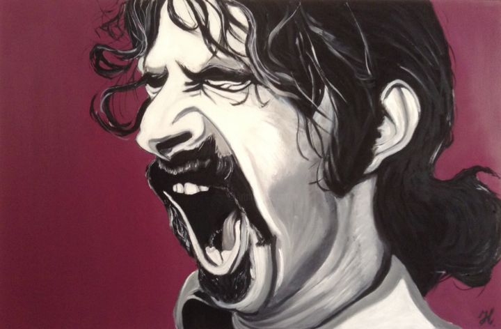 Peinture intitulée "Frank Zappa" par Hans Veltman, Œuvre d'art originale, Huile Monté sur Châssis en bois