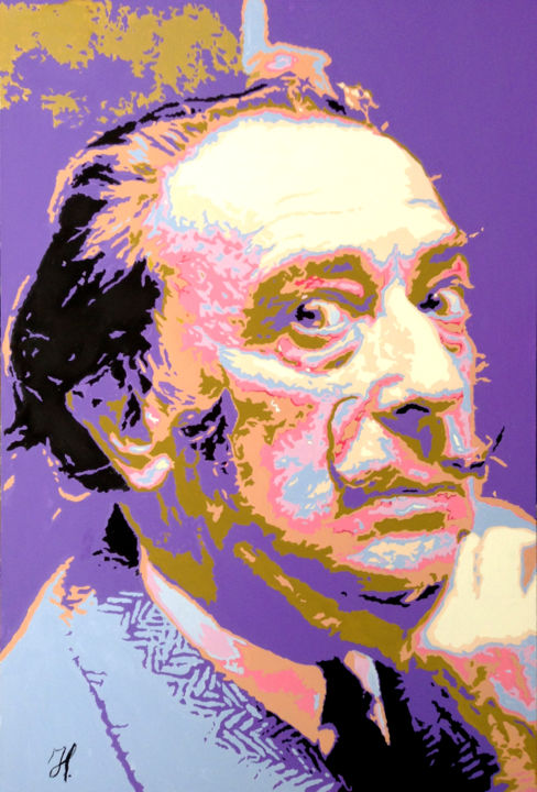 Peinture intitulée "Salvador Dali" par Hans Veltman, Œuvre d'art originale, Huile Monté sur Châssis en bois