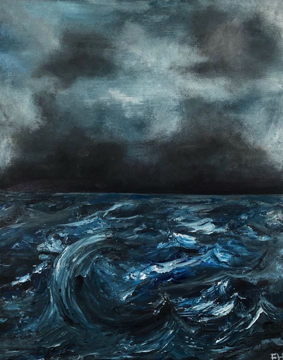 Malerei mit dem Titel "Wild sea" von Elina Hansen, Original-Kunstwerk, Acryl