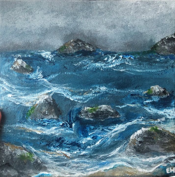Painting titled "Morning waves" by Elina Hansen, Original Artwork, Acrylic