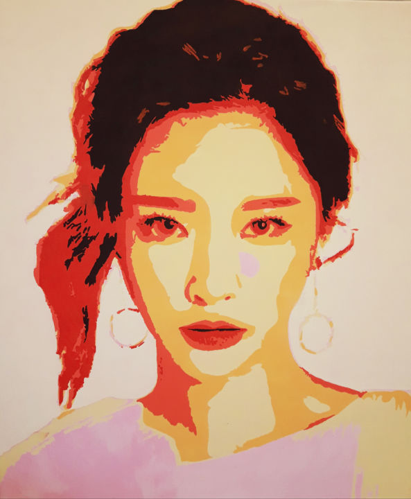 Картина под названием "Asian Girl 4" - Obrazdwa, Подлинное произведение искусства, Акрил
