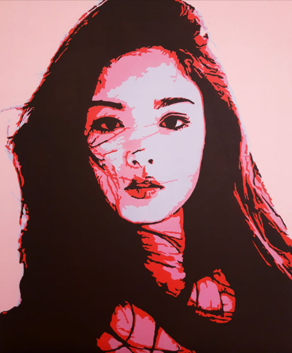 Painting titled "Asian Girl 6" by Obrazdwa, Original Artwork, Acrylic