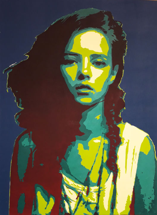 Painting titled "European Girl 1" by Obrazdwa, Original Artwork, Acrylic