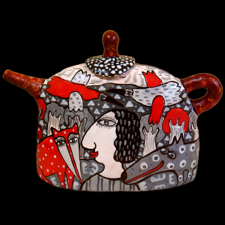 Sculpture titled "Decorative teapot "…" by Gera, Original Artwork, Ceramics