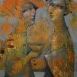 Malerei mit dem Titel "Redheads" von Olga Sugden, Original-Kunstwerk, Öl