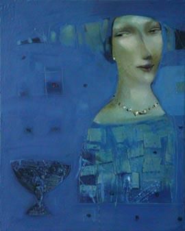 Painting titled "Pearl Necklace" by Olga Sugden, Original Art, Oil