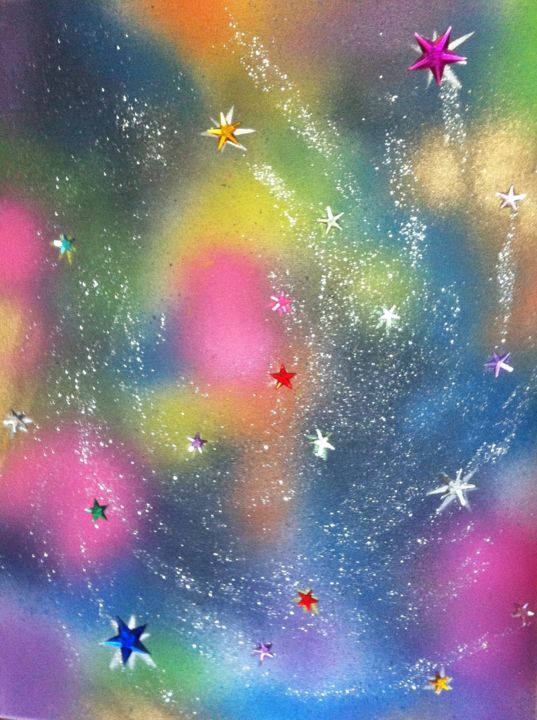 Peinture intitulée "Rêve d'étoiles (Dre…" par Happy Den, Œuvre d'art originale, Acrylique