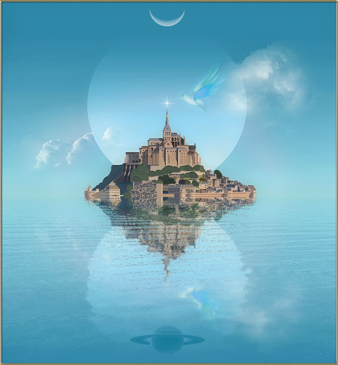 Arts numériques intitulée "Le Mont Saint Michel" par Harald Dastis, Œuvre d'art originale, Peinture numérique