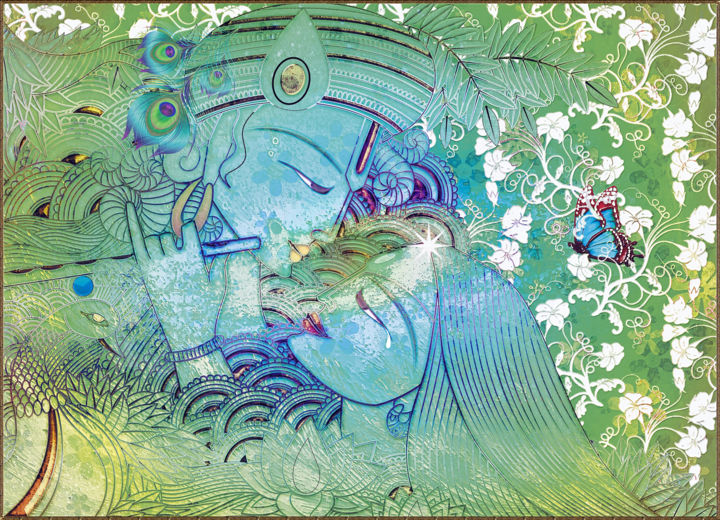 Arts numériques intitulée "Krishna et Radha" par Harald Dastis, Œuvre d'art originale, Peinture numérique