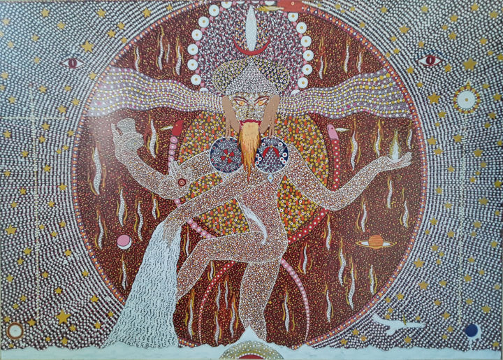 Painting titled "shiva nataraja" by Harald Dastis, Original Artwork, Acrylic