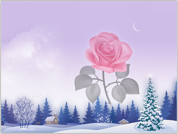 Digital Arts titled "Rose de Noël" by Harald Dastis, Original Artwork, Digital Painting