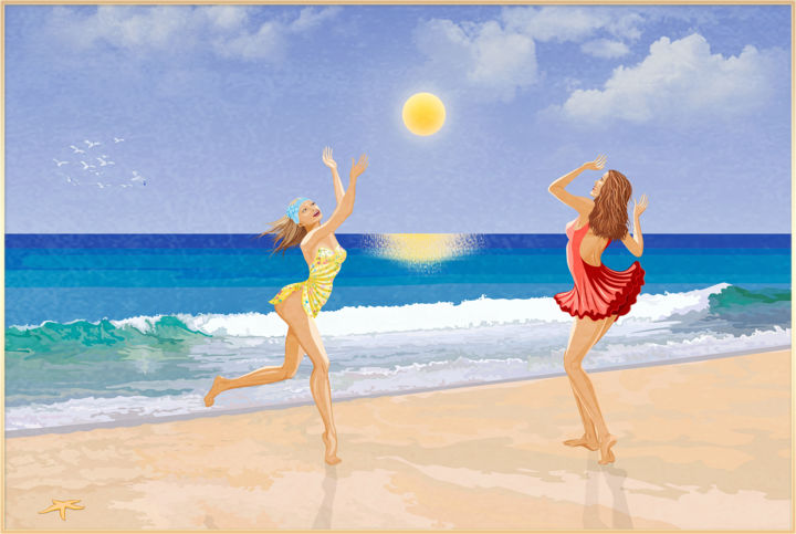 Arts numériques intitulée "jeux de plage" par Harald Dastis, Œuvre d'art originale, Peinture numérique