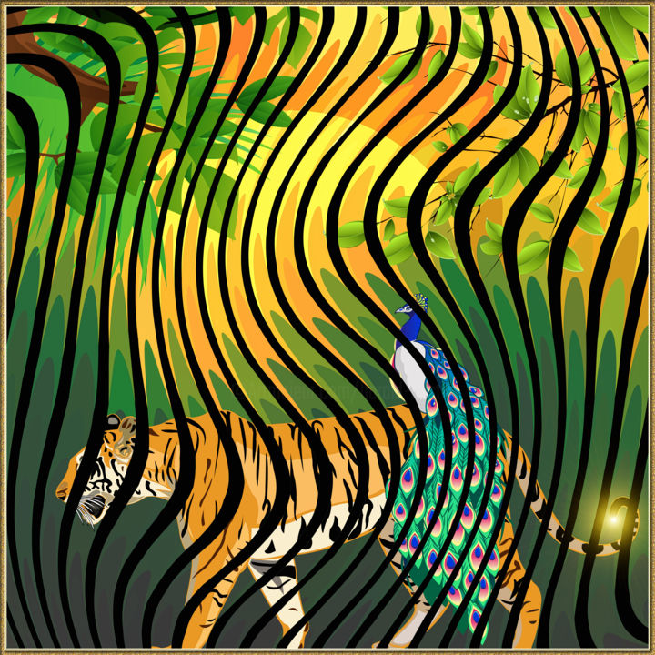 Digitale Kunst getiteld "la marche du tigre" door Harald Dastis, Origineel Kunstwerk, Digitaal Schilderwerk