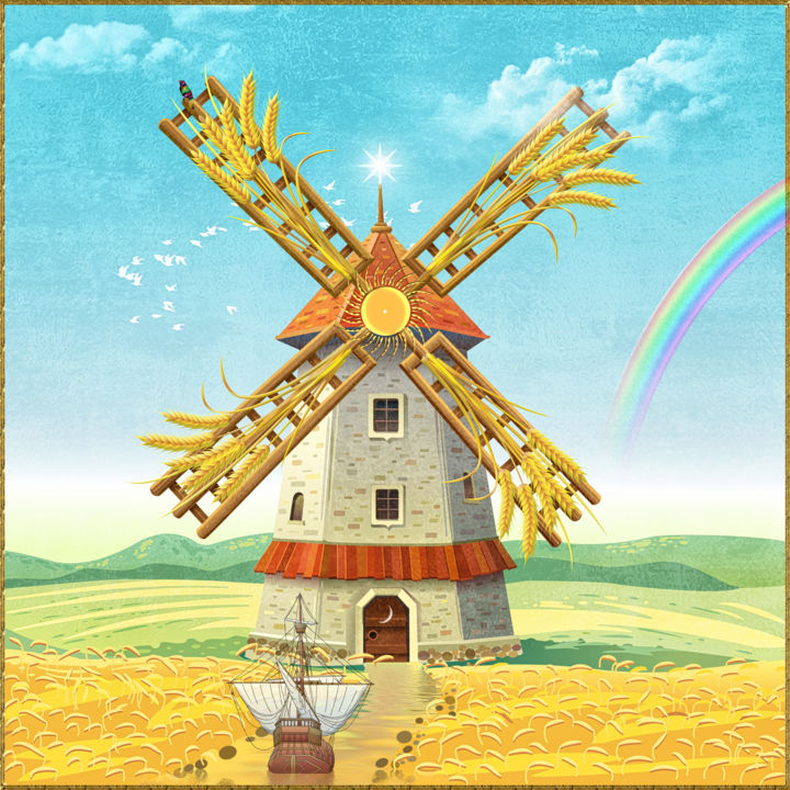 Artes digitais intitulada "Le Moulin" por Harald Dastis, Obras de arte originais, Pintura digital