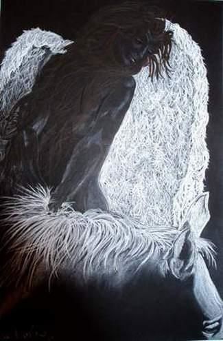 Рисунок под названием "White Horse" - Eva Corlew, Подлинное произведение искусства
