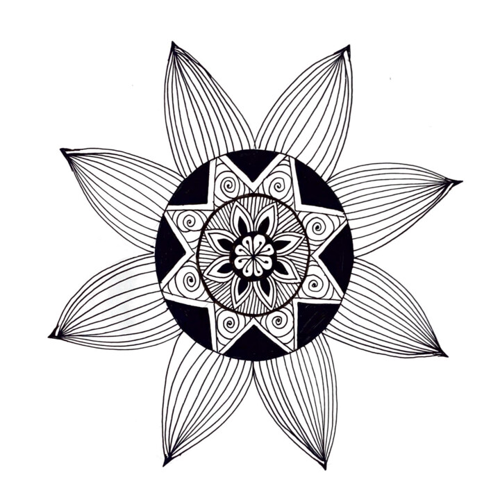 "The Black flower" başlıklı Resim Hargun Bhatia tarafından, Orijinal sanat, Jel kalem